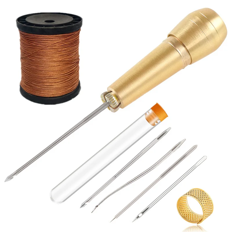 Leatherwork Thread - 銅製の針が付いたソーイングキット,布,テント,修理ツール,ナイロンワイヤー付き