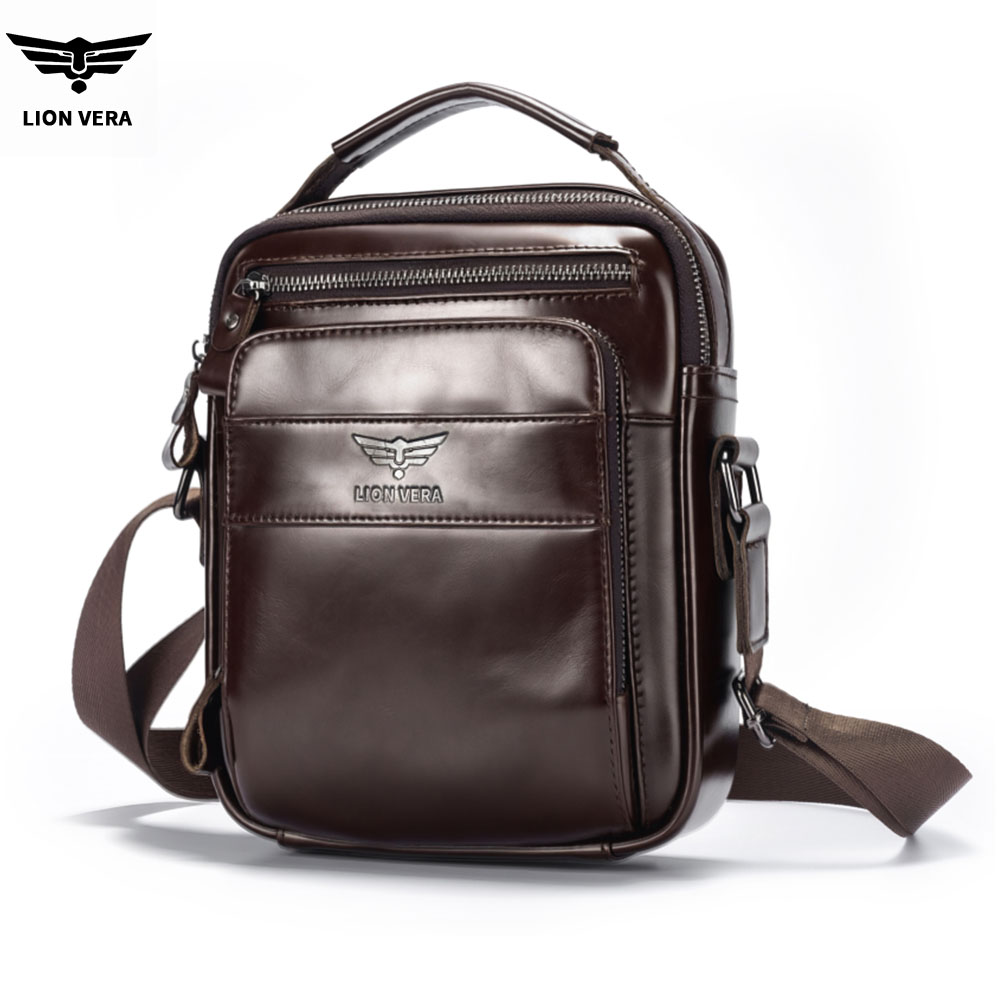 Leatherwork Thread - LION VERA メンズ 本革 ショルダーバッグ 6.7インチ