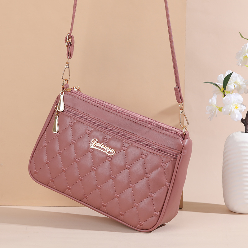Leatherwork Thread - Pu レザークロスボディバッグジッパー新ファッションショルダーバッグ女性のための大容量刺繍糸小さな財布とハンドバッグ