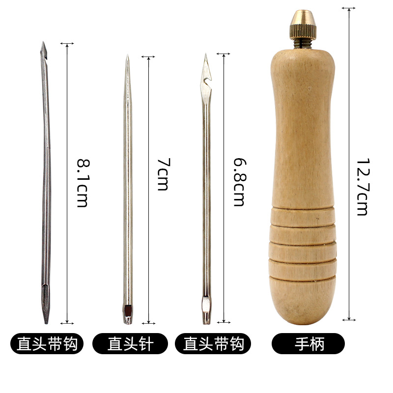 1セットDIY革縫い針木製ハンドル付きセット革キャンバス地テ - Leatherwork Thread のレビューと価格