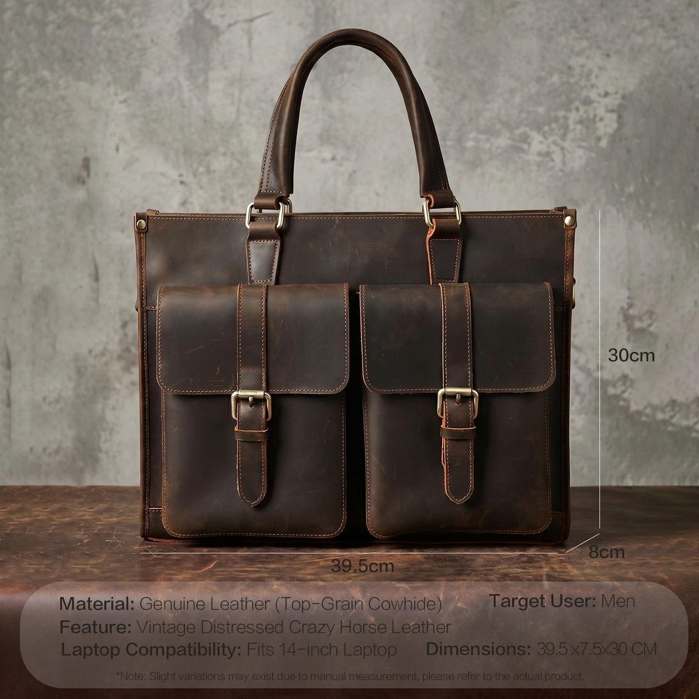 ヴィンテージ本革メンズクロスボディショルダーブリーフケースク - Leatherwork Thread のレビューと価格