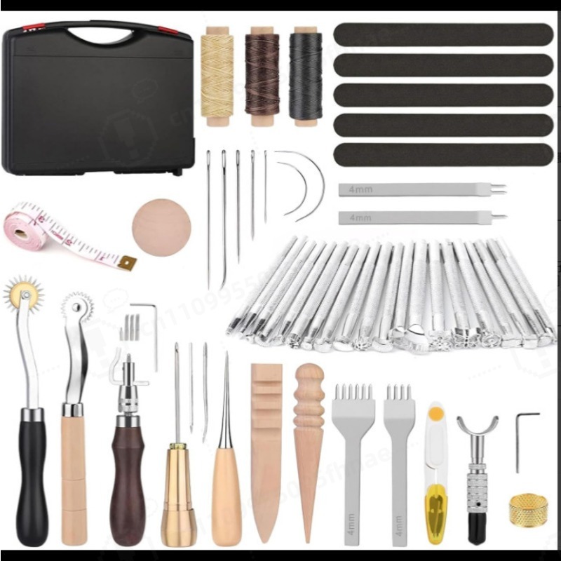 DIYレザークラフト手縫いツールキット基本革細工セット プリ - Leatherwork Thread のレビューと価格