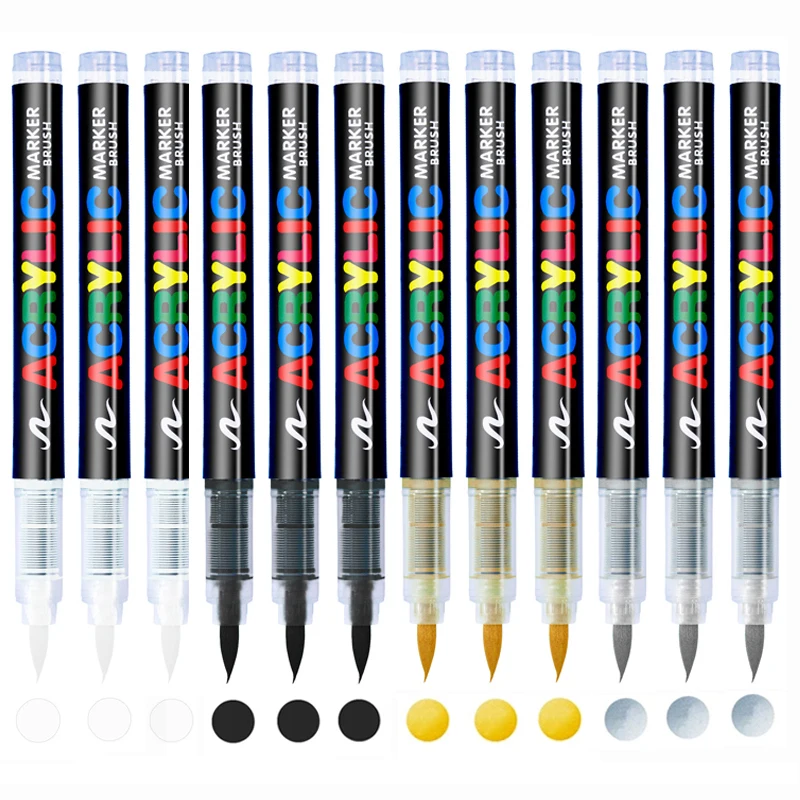 3 個アクリル白マーカーブラシペン黒ペイントアートマーカー岩 - Copic Marker Classic のレビューと価格