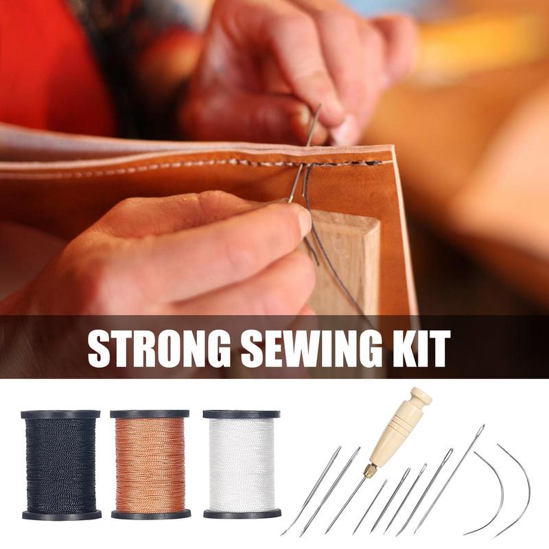 革ステッチキット,レザーソーイングツール,ミシン糸,針,ソフ - Leatherwork Thread のレビューと価格