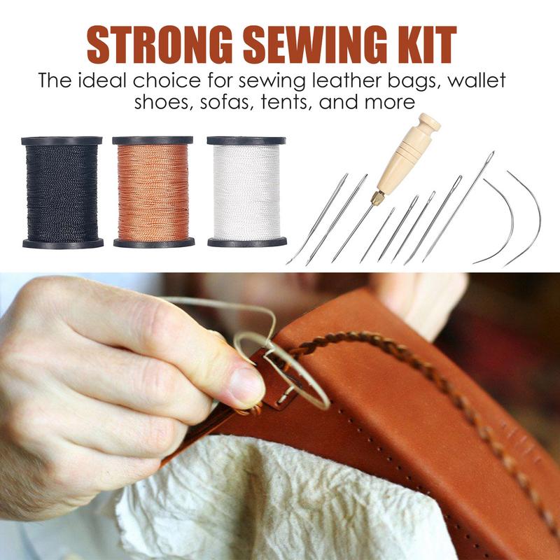 革ステッチキット,レザーソーイングツール,ミシン糸,針,ソフ - Leatherwork Thread のレビューと価格
