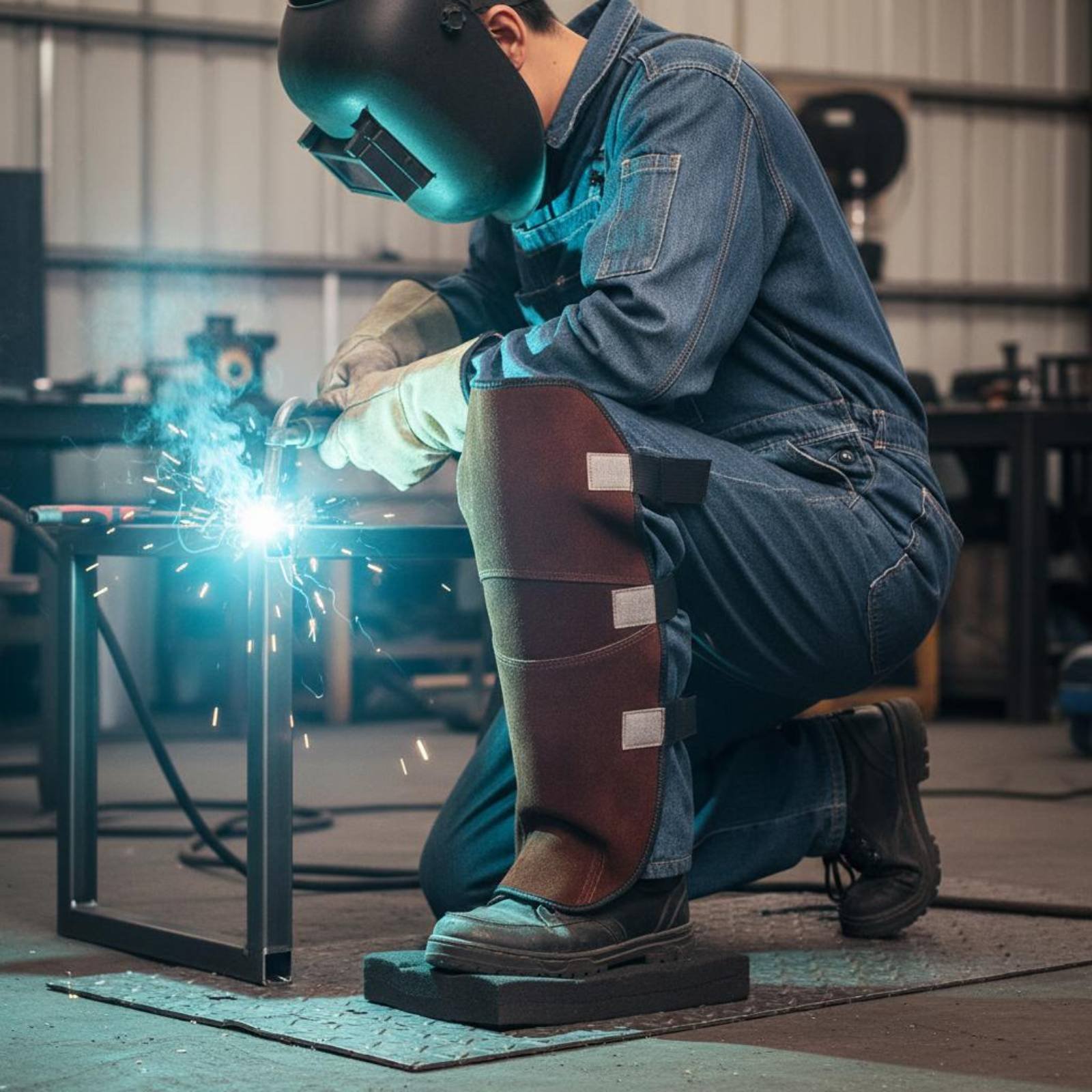 溶接工用ゲートル 膝パッド 牛革製レッグカバー 調節可能なス - Leather Work Knee Pads のレビューと価格