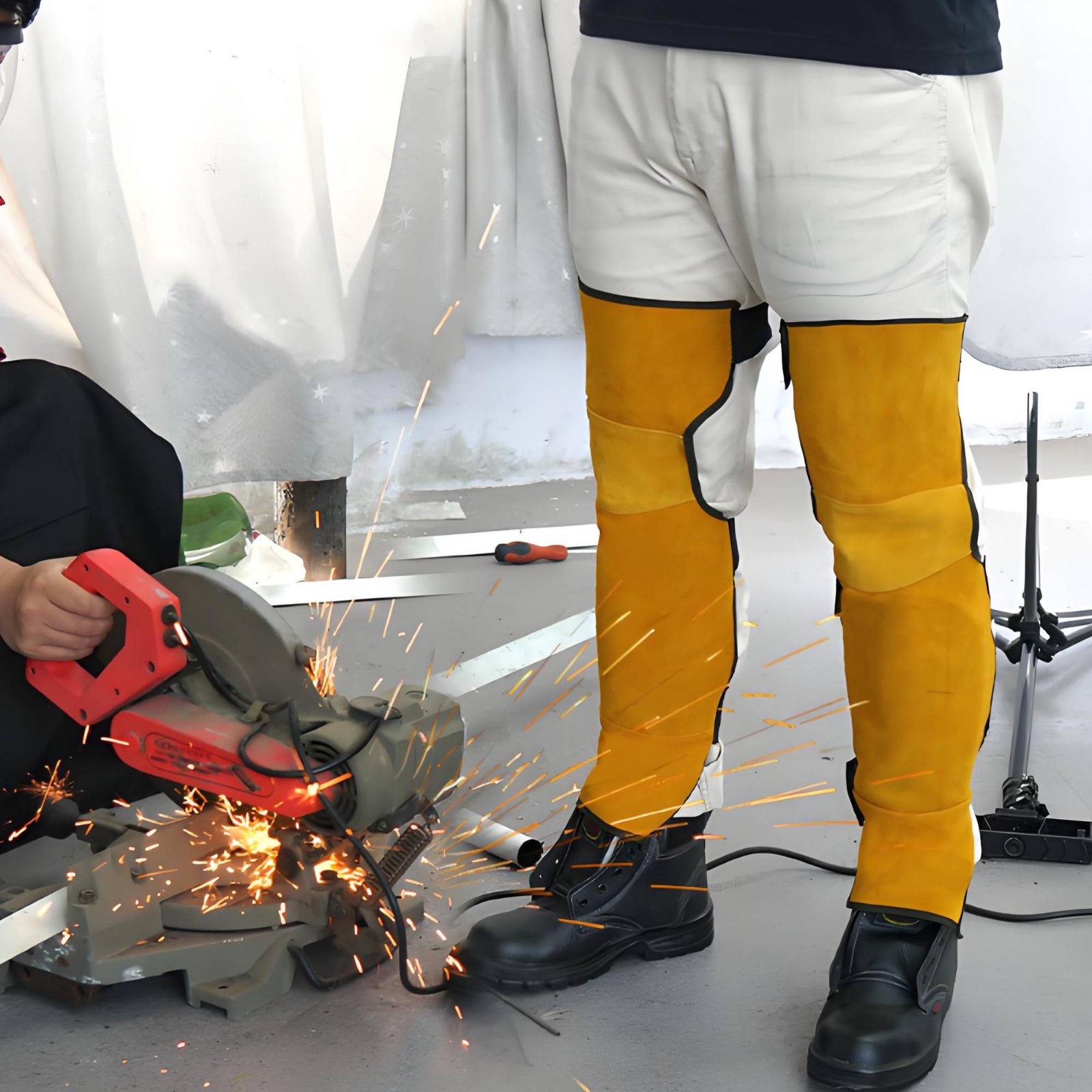溶接工用ゲートル 膝パッド 牛革製レッグカバー 調節可能なス - Leather Work Knee Pads のレビューと価格
